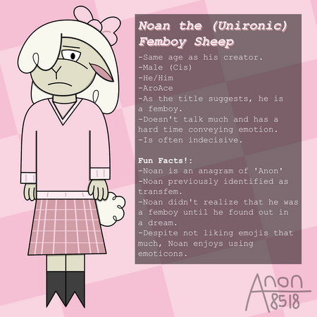 Noan the (Unironic) Femboy Sheep, My Fursona - December 22nd 2024