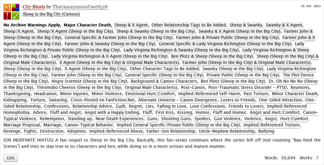 City Bleats on AO3